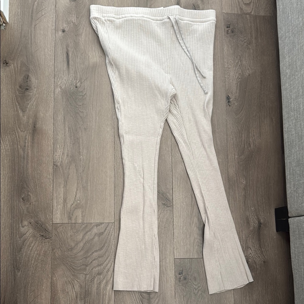 Cream Ribbed Bottoms